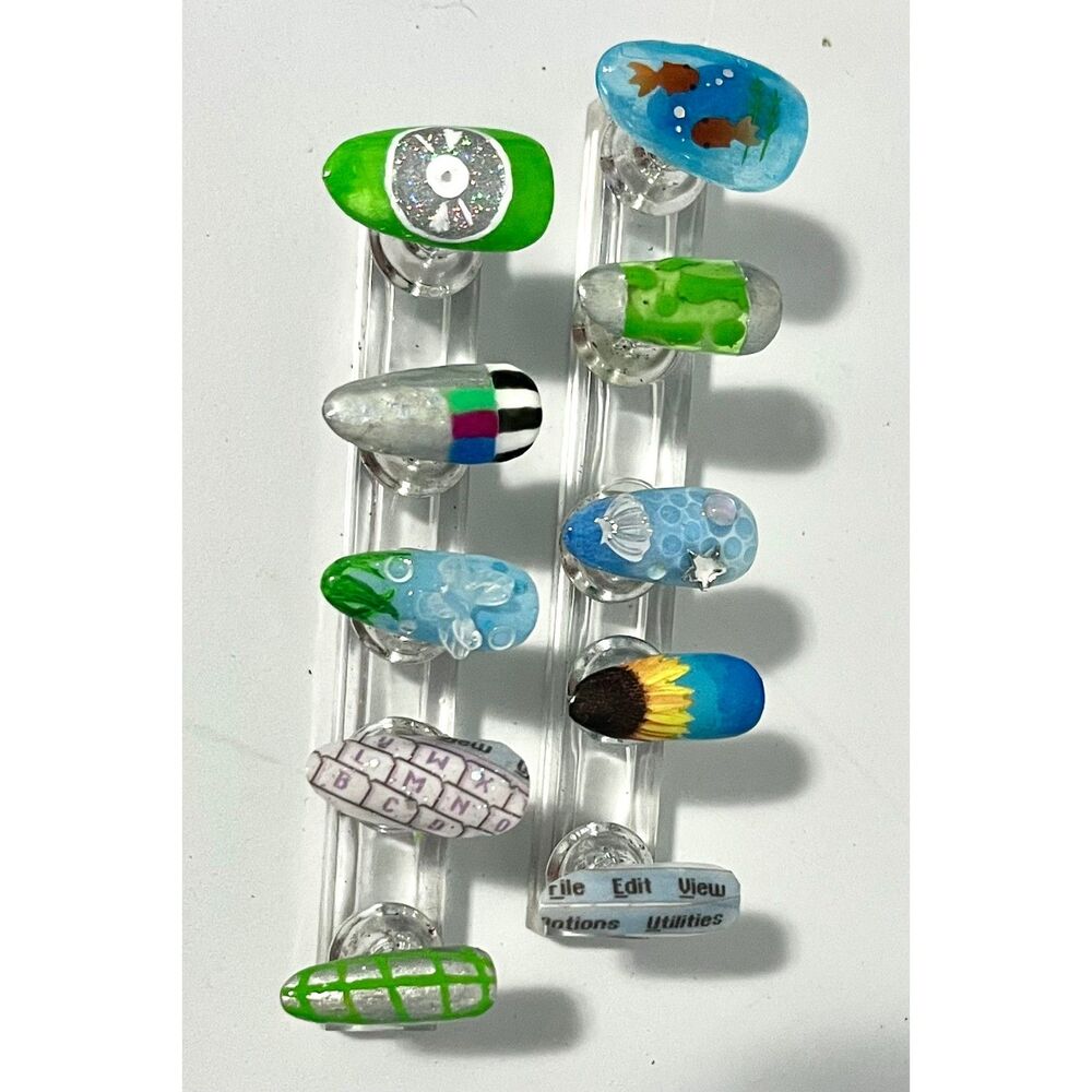 Frutiger Aero Nostalgia Full Custom Hand Made Press on Nail Set